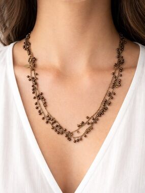 White House Black Market Delicate Layered Brown Bead Necklace